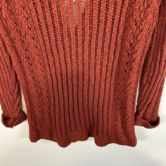 Garnet Hill Women's Organic Cotton Boyfriend Cardigan Red Open Weave Size Small - Picture 9 of 9